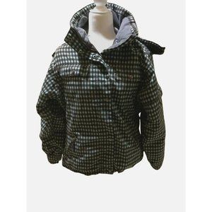 Morrow women's size M brown aqua check print snowboarding skiing winter parka